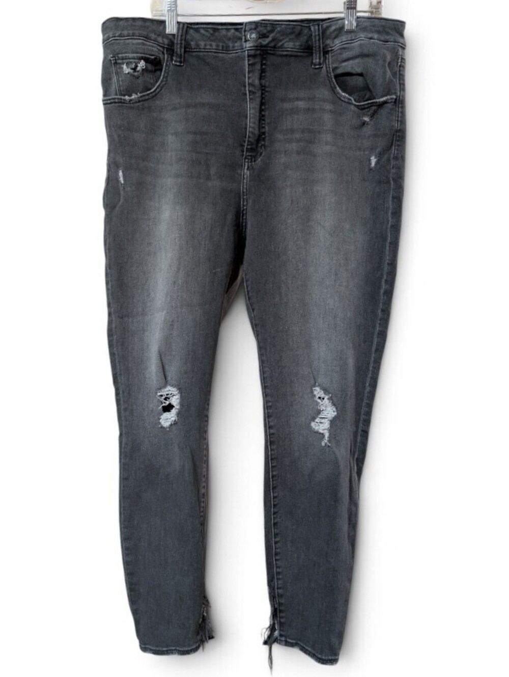 Lucky Brand Emma Leggings 20W Black Gray Distressed Skinny Jeans Plus Size